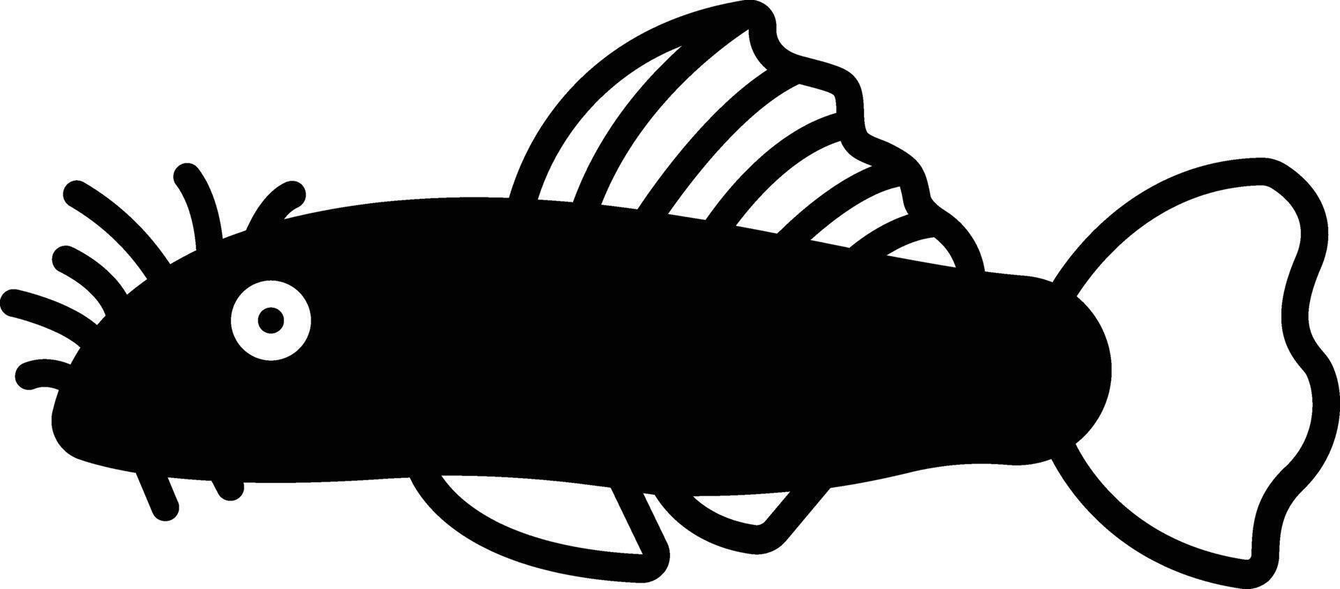 Ancistrus Fish glyph and line vector illustration