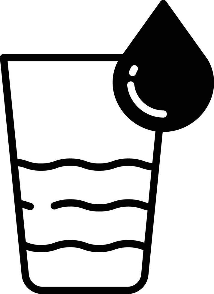 agua vaso glifo y línea vector ilustración