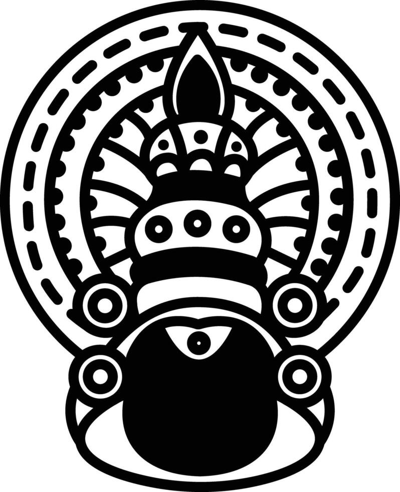 Kathakali glyph and line vector illustration