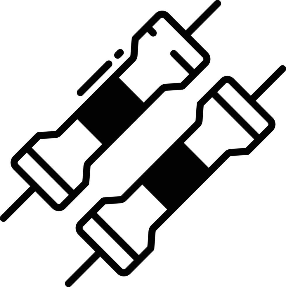 resistor glifo y línea vector ilustración