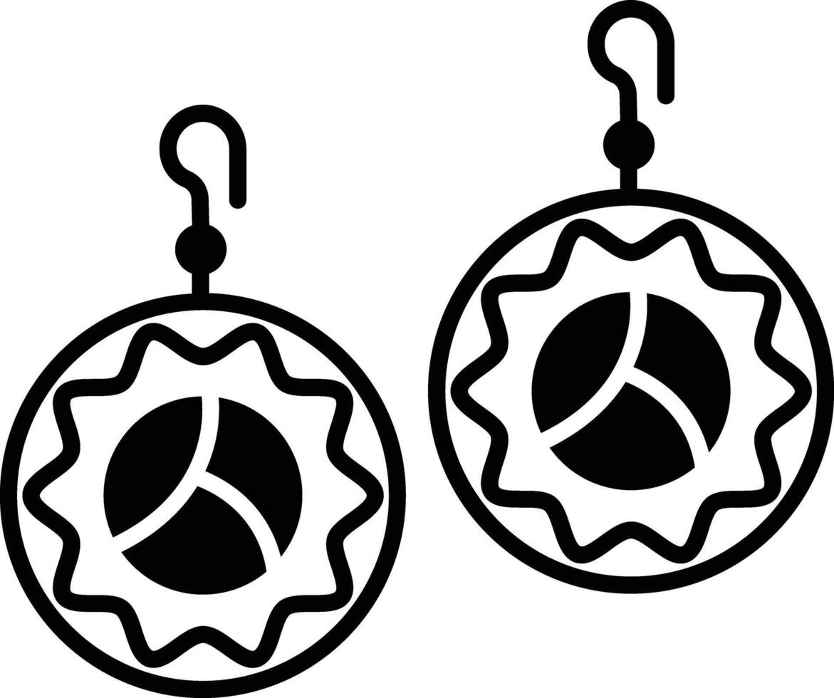 Leaf earring glyph and line vector illustration