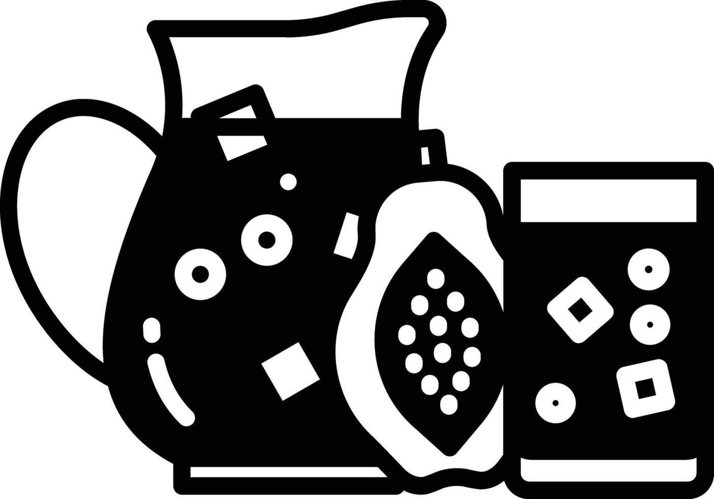 Papaya slice glyph and line vector illustration