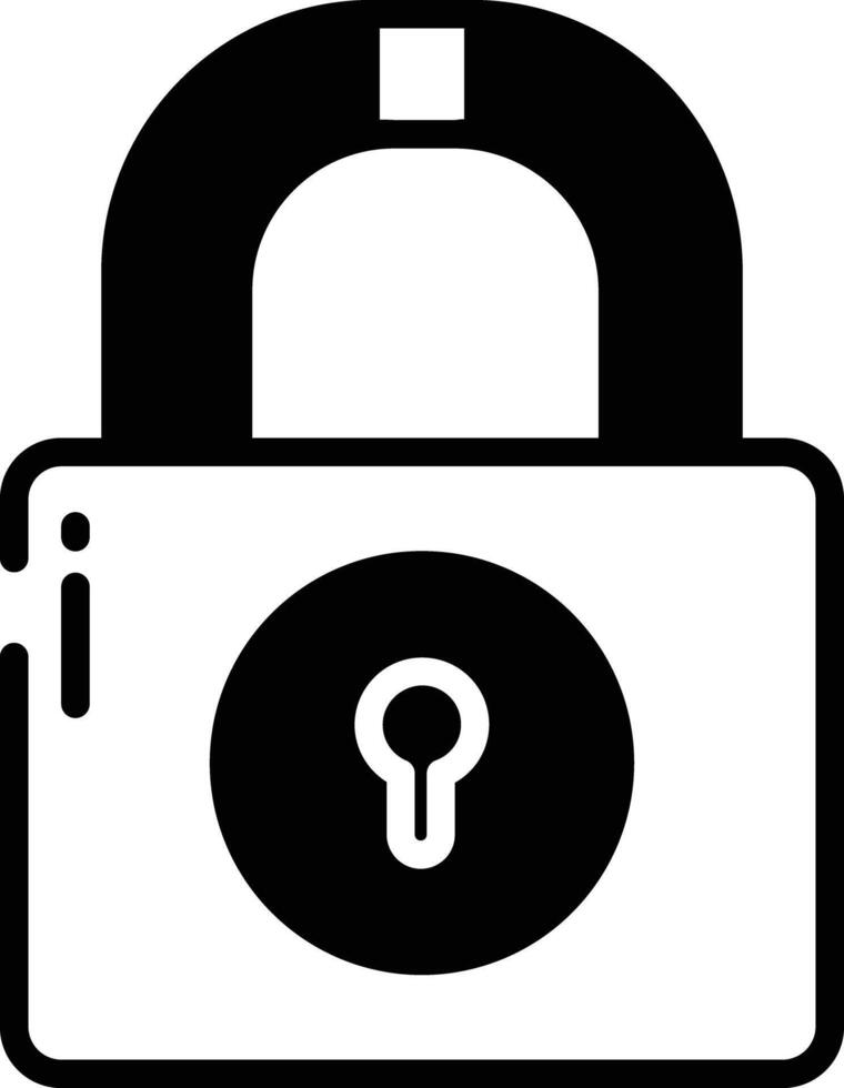 Lock glyph and line vector illustration