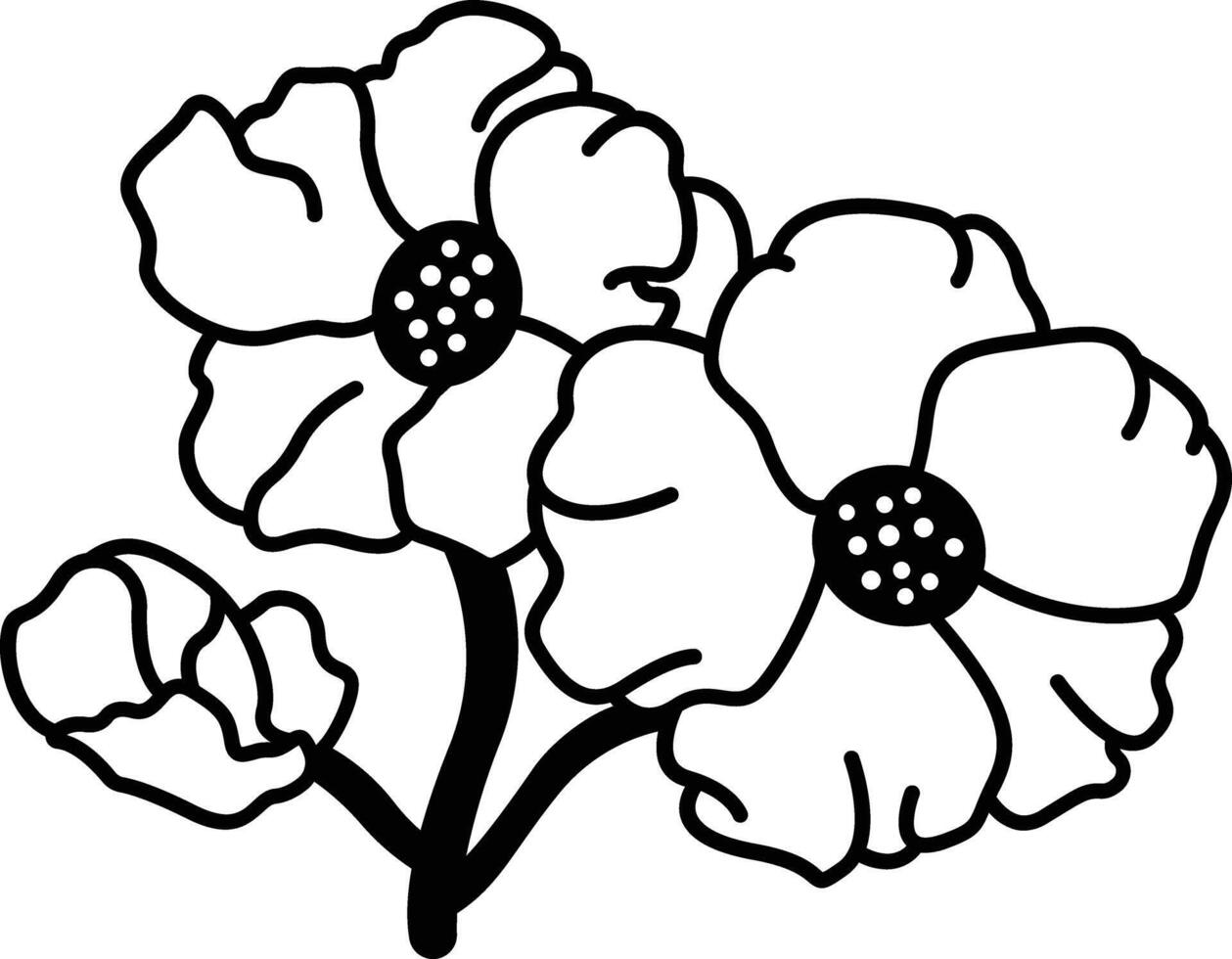 Nasturtium flower glyph and line vector illustration
