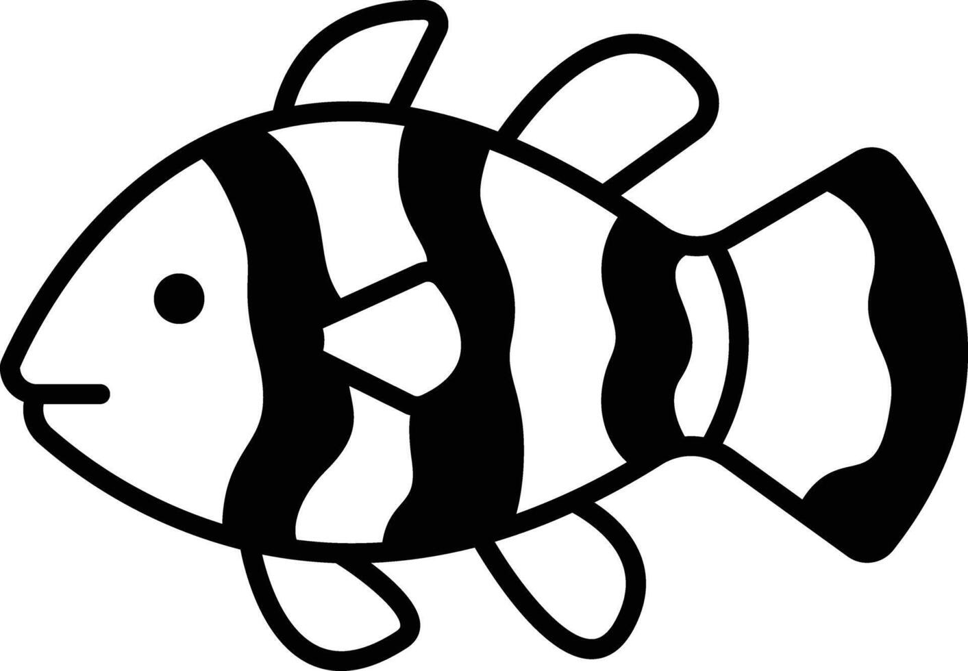 Clownfish glyph and line vector illustration