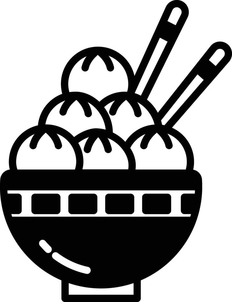 Chinese rice glyph and line vector illustration