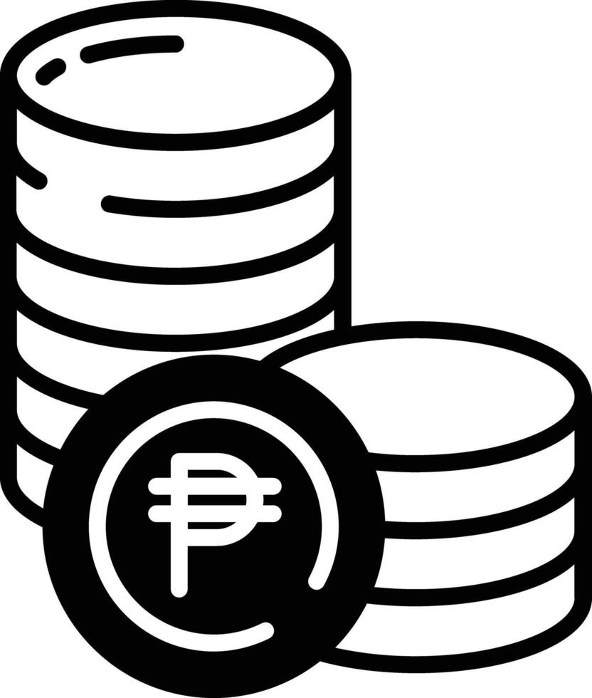 Philippine Peso coin glyph and line vector illustration