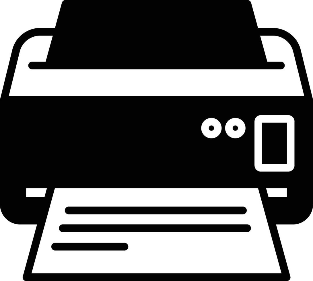 Printer glyph and line vector illustrations