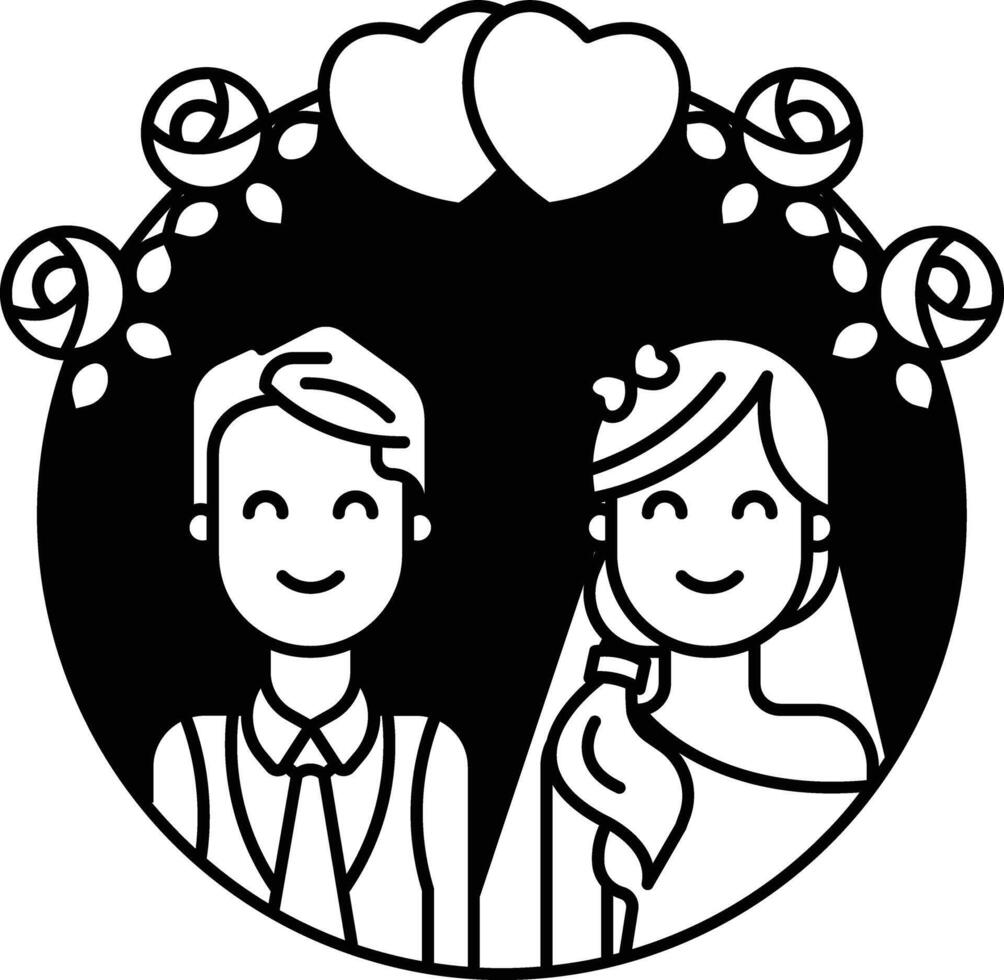 Couple glyph and line vector illustration
