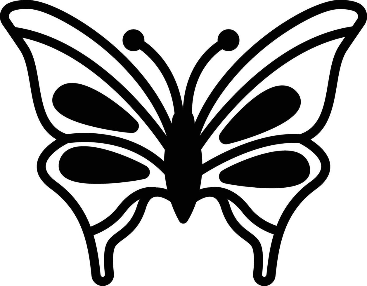mariposa glifo y línea vector ilustración