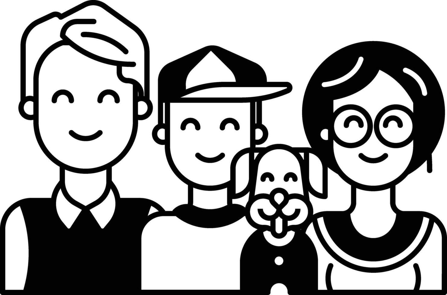 Family glyph and line vector illustration