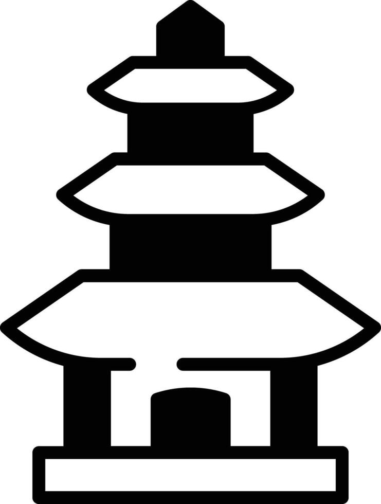 Pura Ulun glyph and line vector illustration