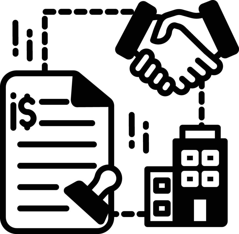 Corporate Contract glyph and line vector illustration