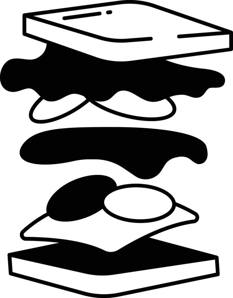 Sandwich glyph and line vector illustration