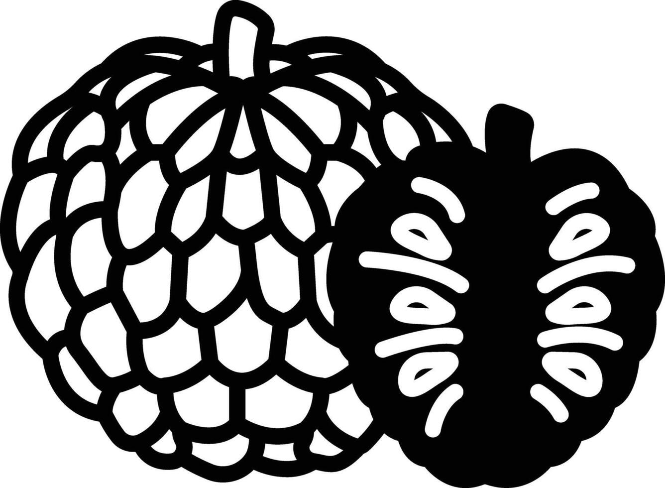 Custard apple cut glyph and line vector illustration