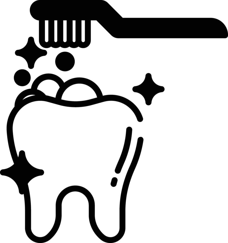 dental limpieza glifo y línea vector ilustración