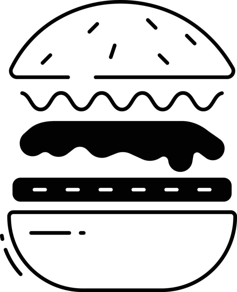 Burger glyph and line vector illustration