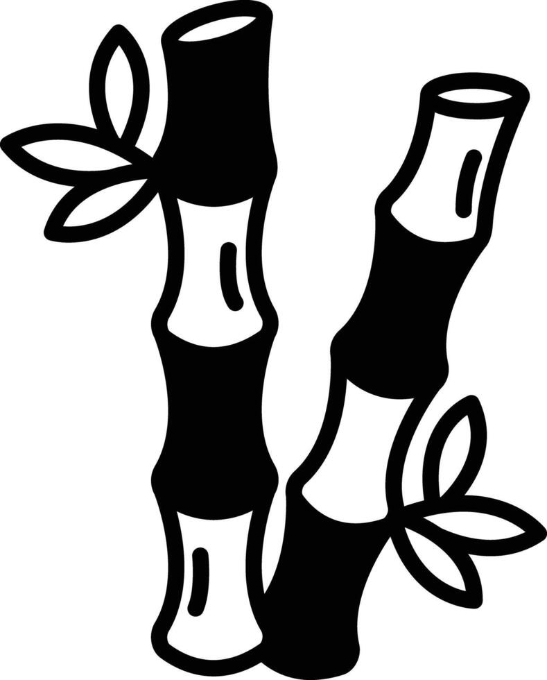 Bamboo glyph and line vector illustration