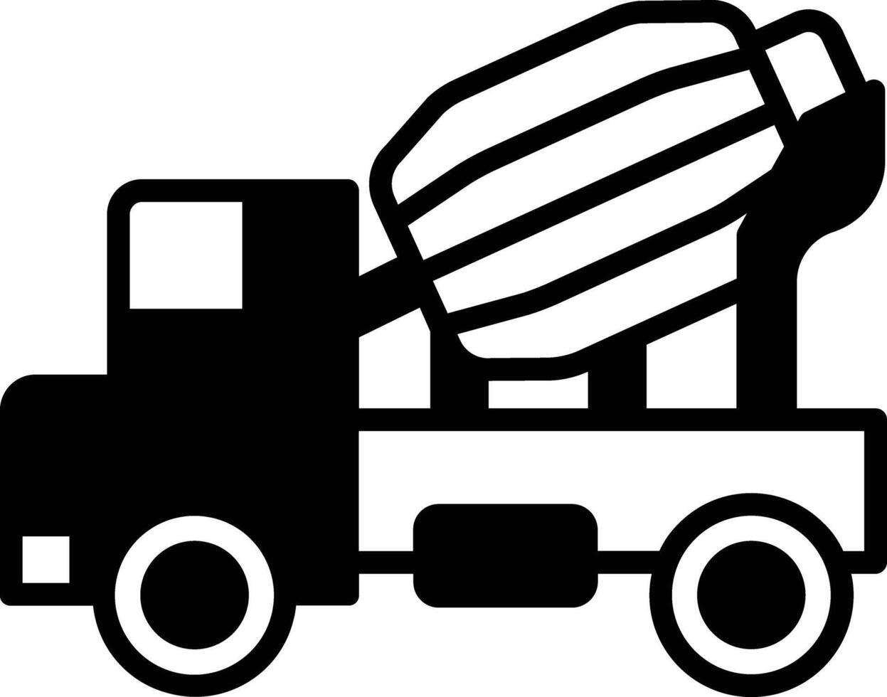 Concrete Mixer glyph and line vector illustration