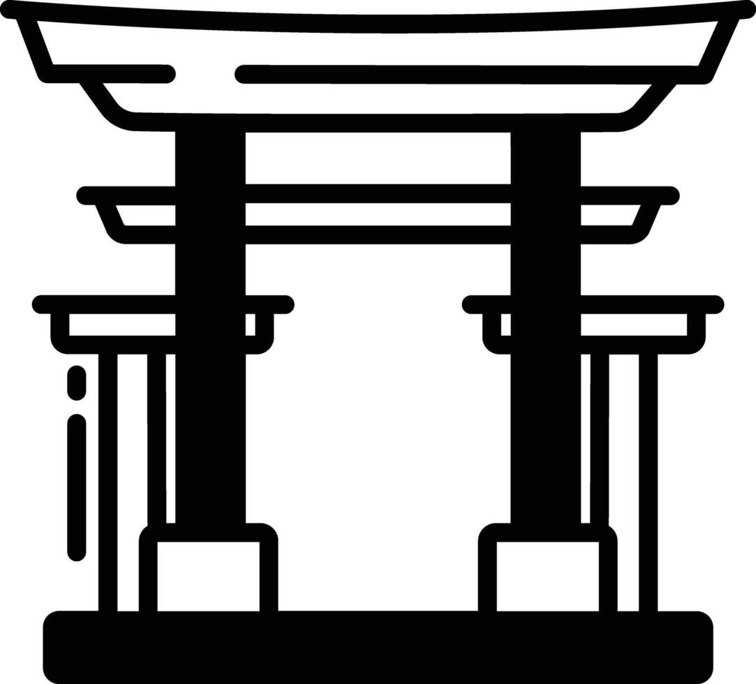 Asian Temple glyph and line vector illustration