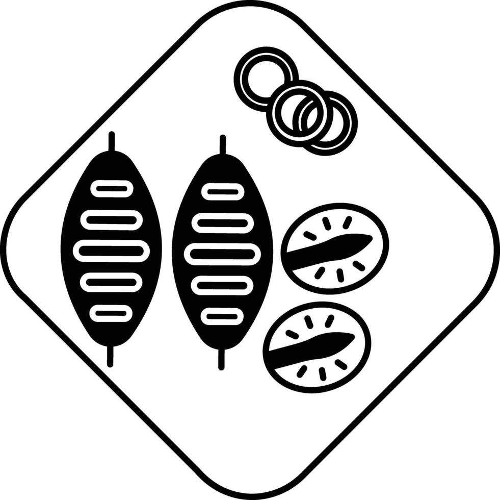 Minced Lula kebab grill glyph and line vector illustration