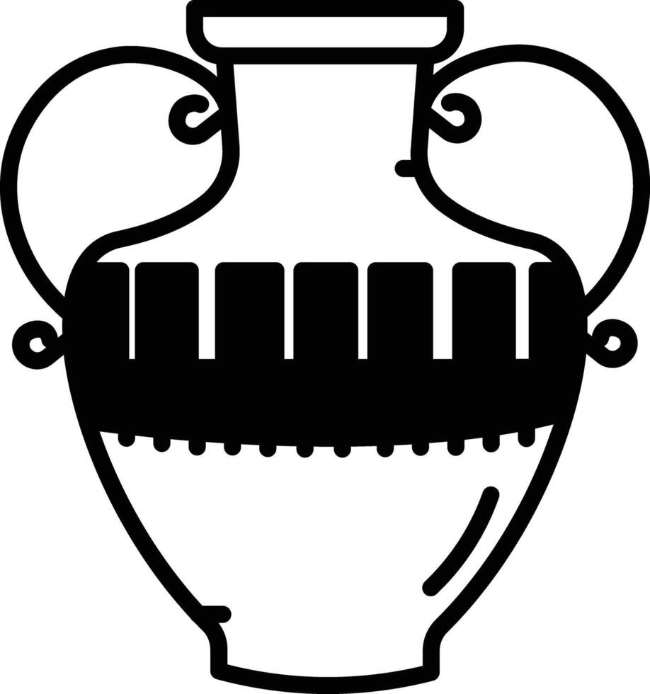 Amphora glyph and line vector illustration