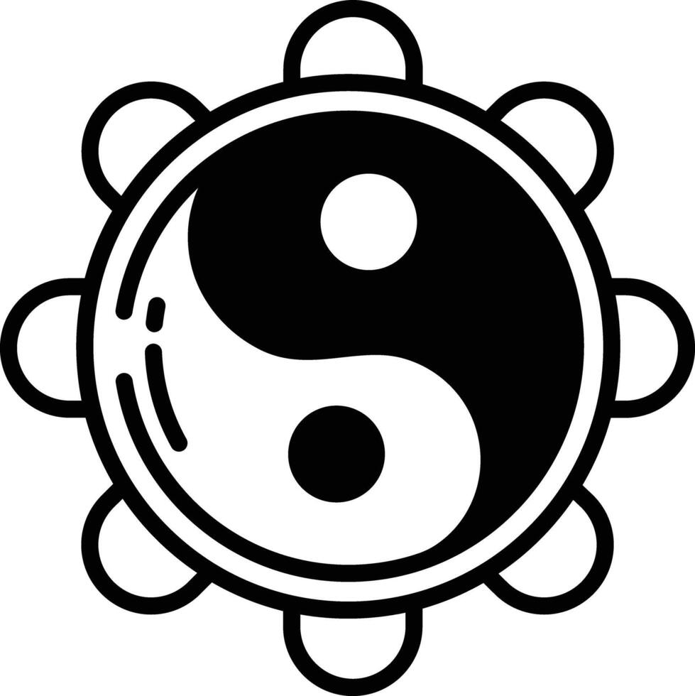 Yen Yang glyph and line vector illustration