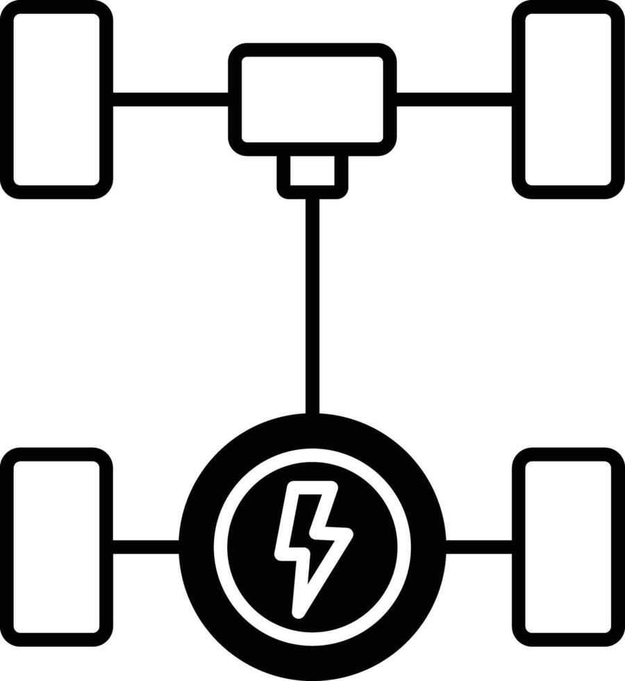 ev sistema glifo y línea vector ilustración