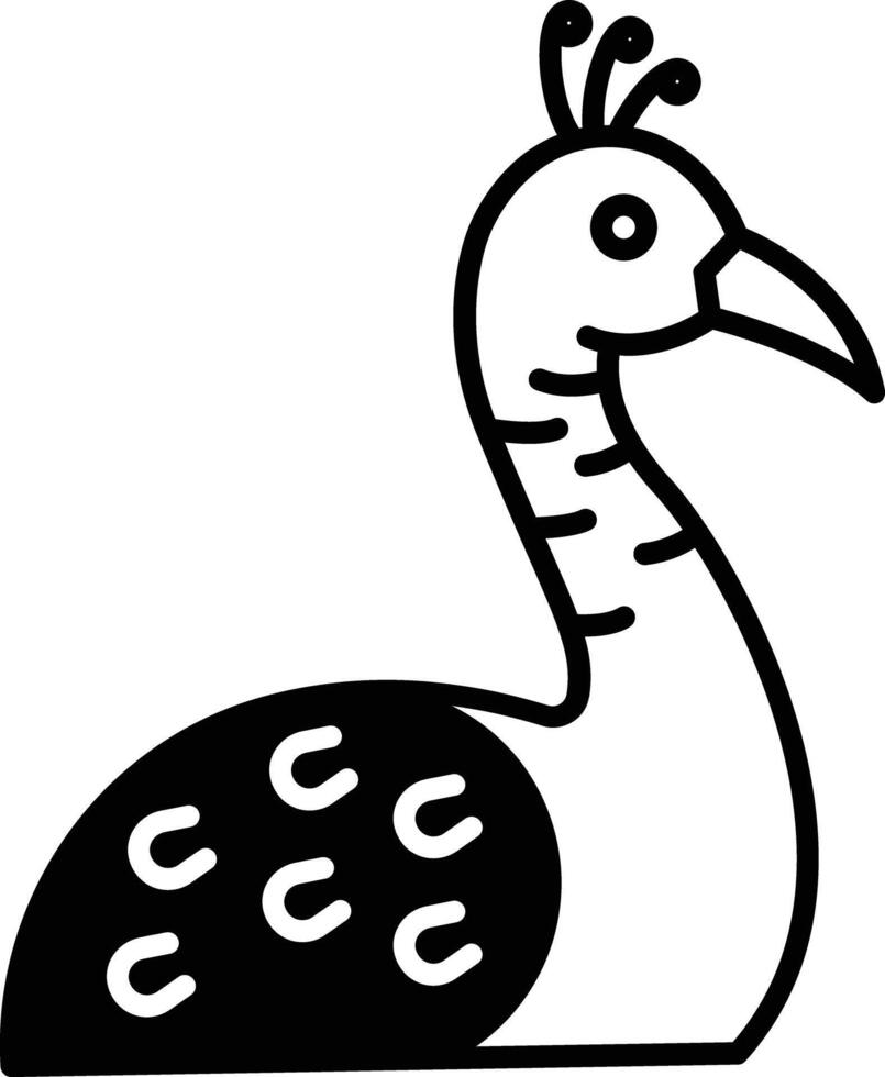 Peacock glyph and line vector illustration