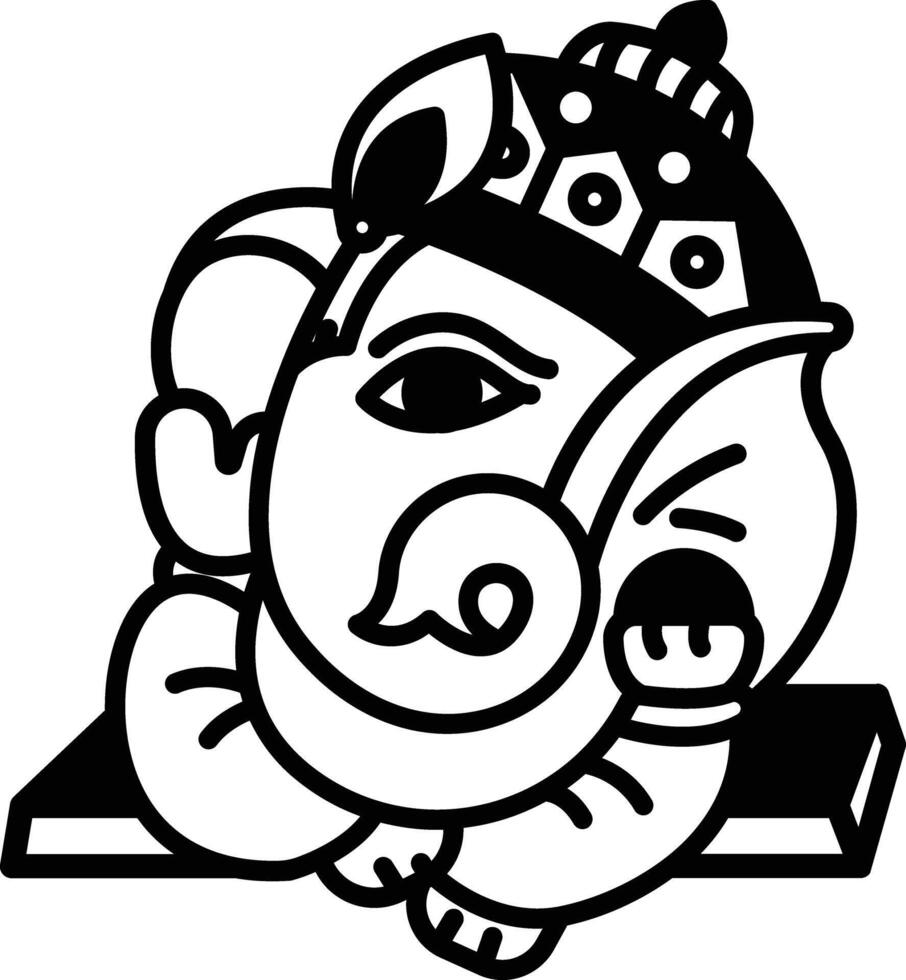 señor ganesha glifo y línea vector ilustración