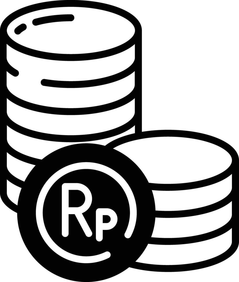 Indonesian Rupiah coin glyph and line vector illustration