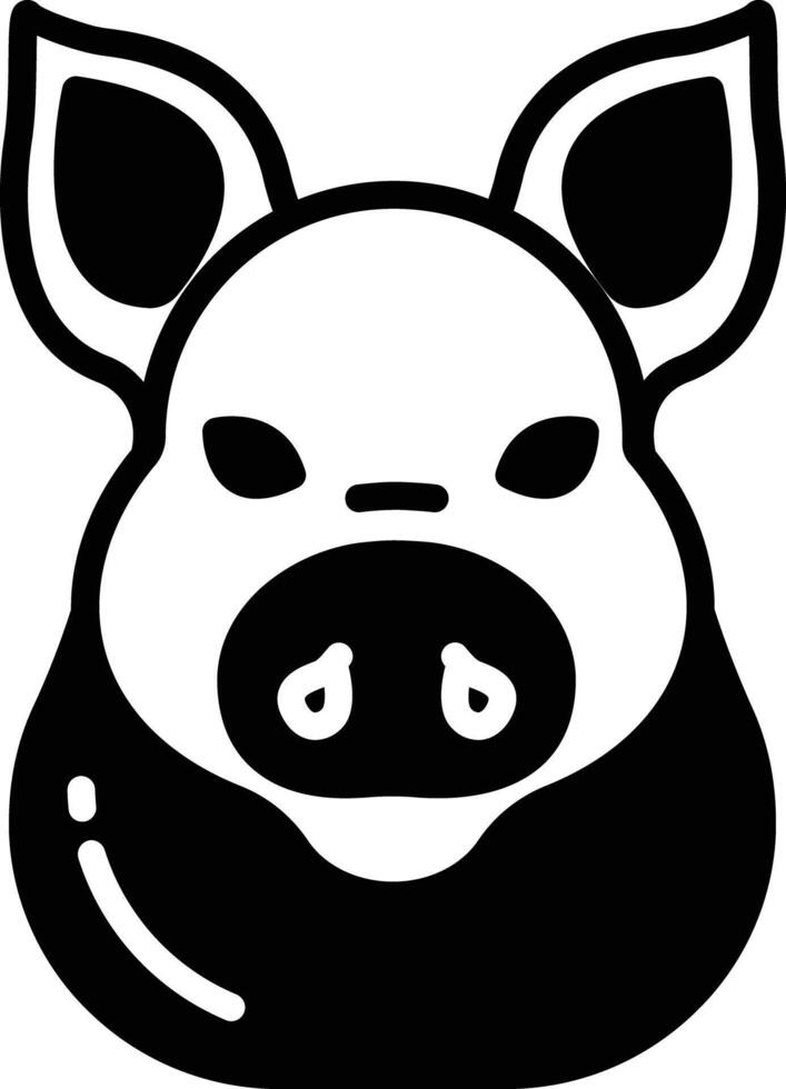 Pig glyph and line vector illustration