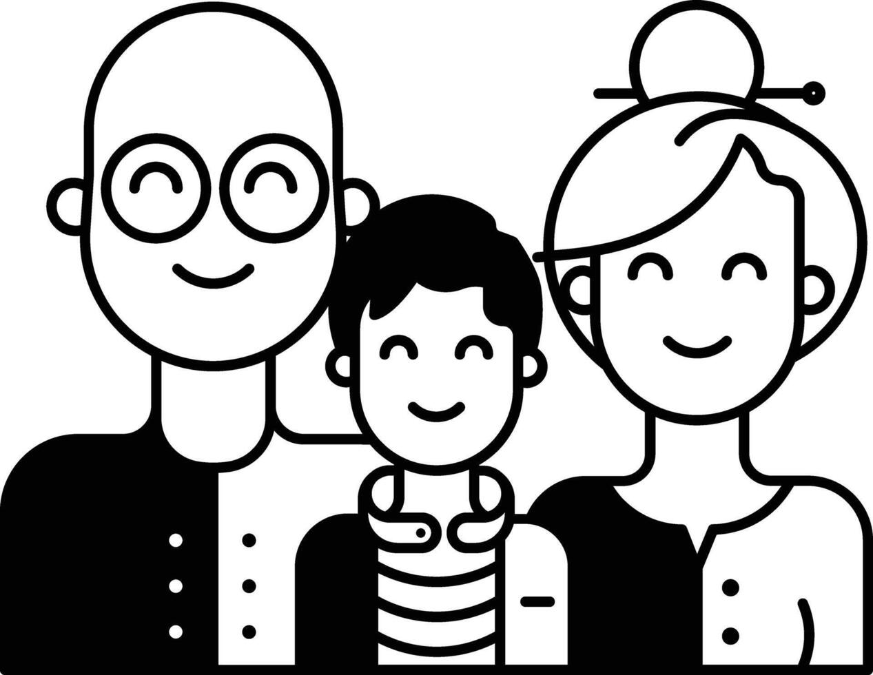 familia glifo y línea vector ilustración