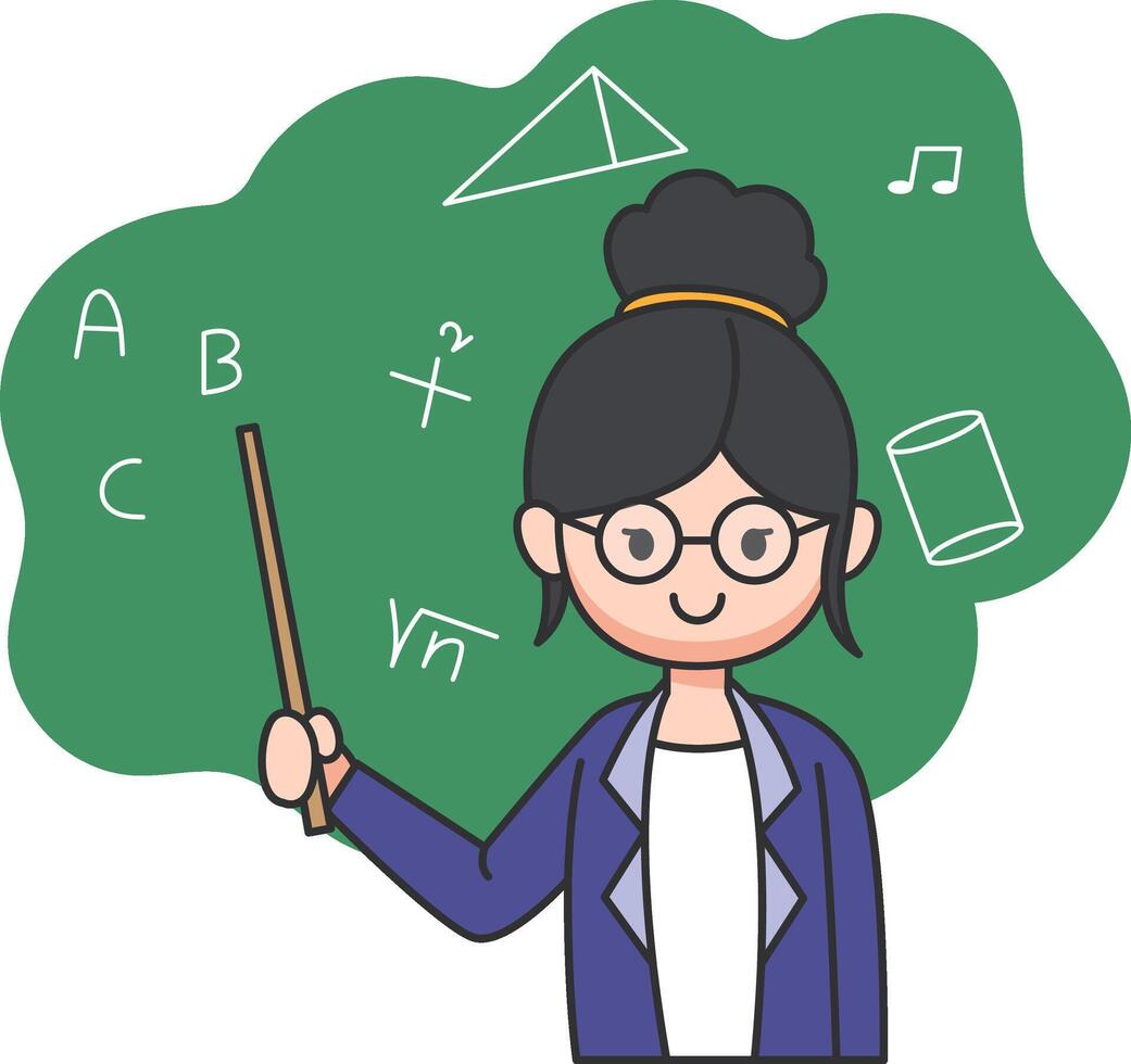 Vector illustration of a teacher holding a pointer