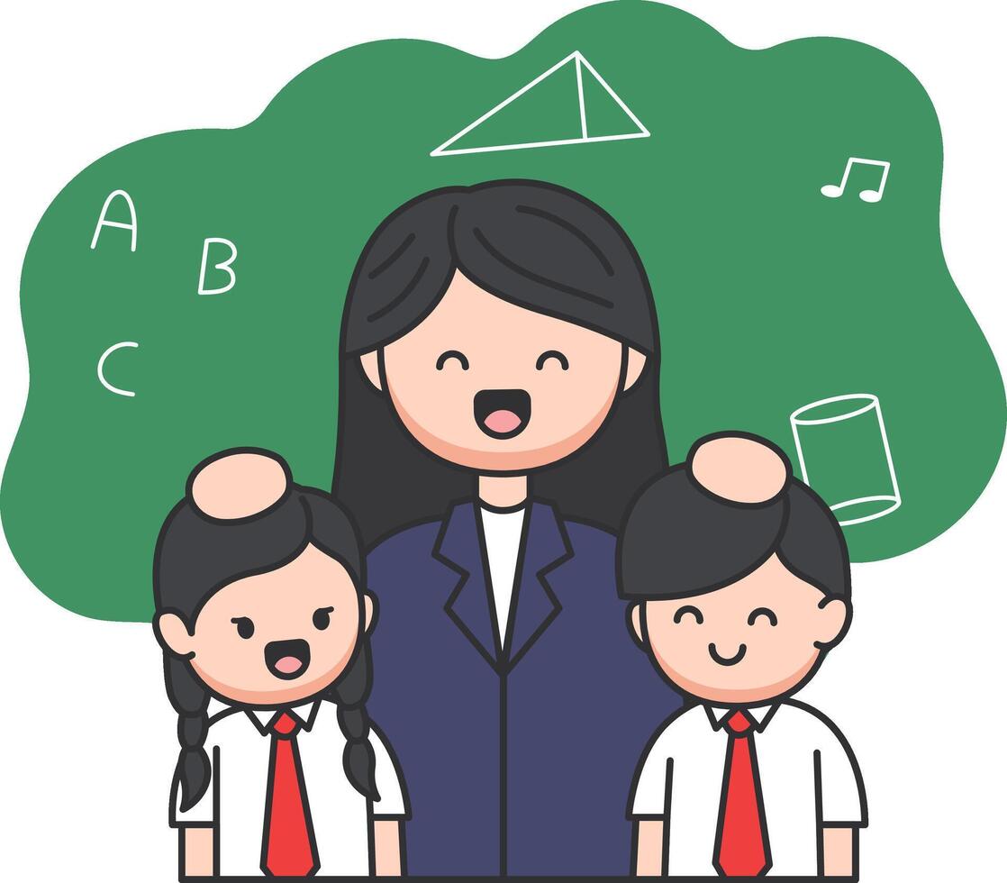 Illustration of a teacher and students vector