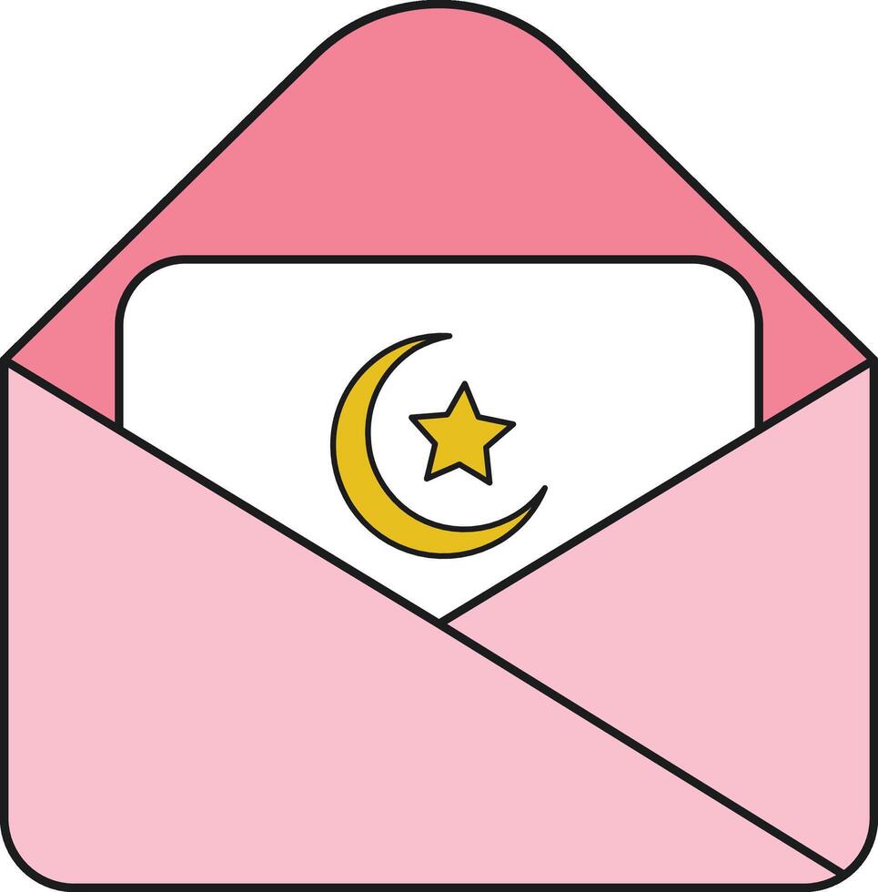 Envelope with crescent moon and star icon. Vector illustration