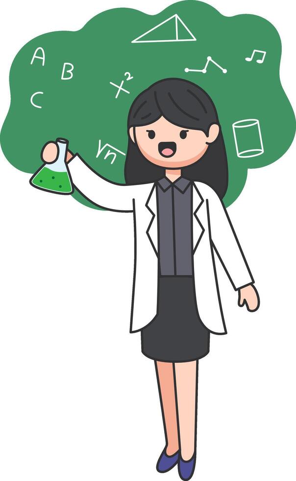 Cartoon female scientist teacher vector