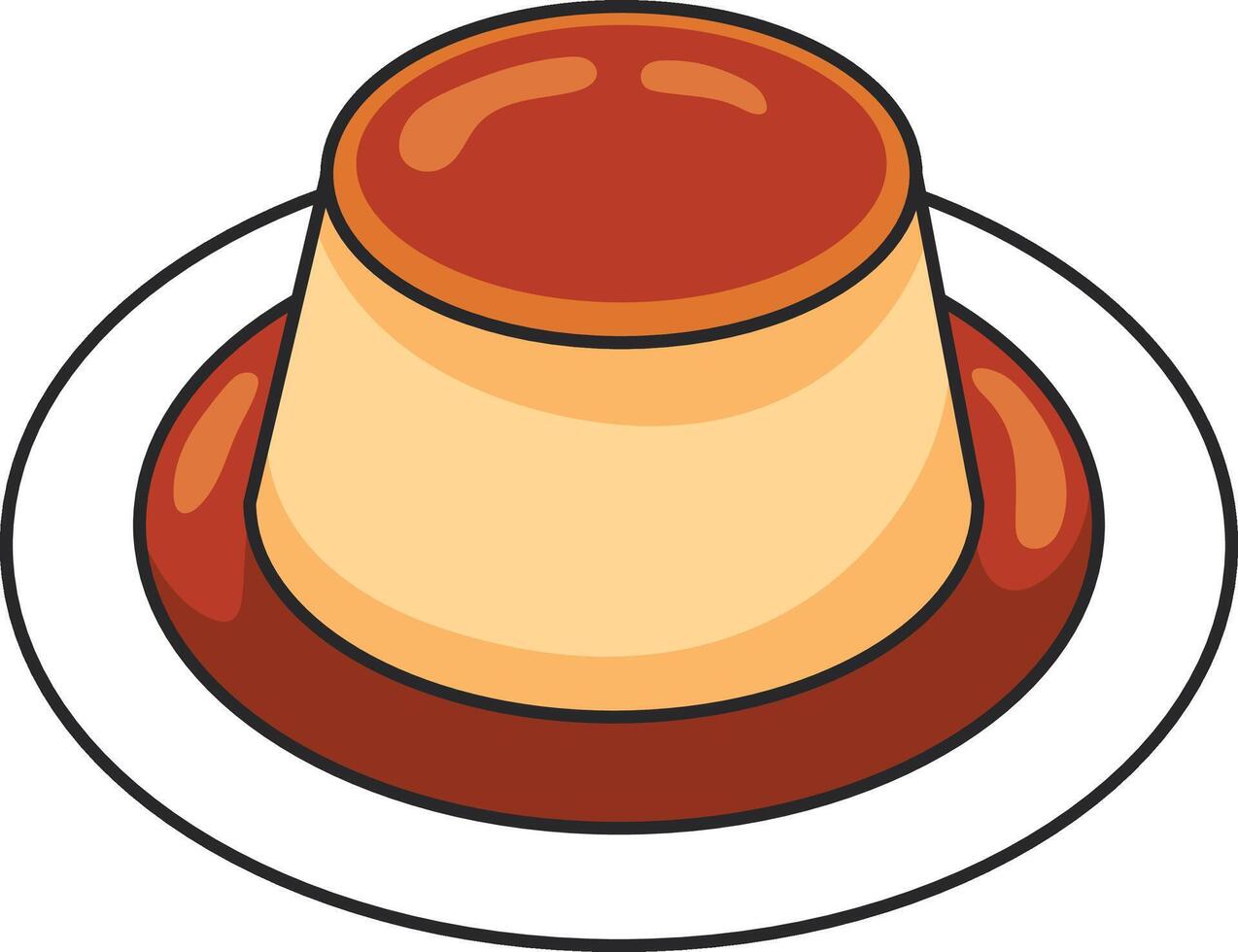 Illustration of a caramel flan isolated on a white background. vector