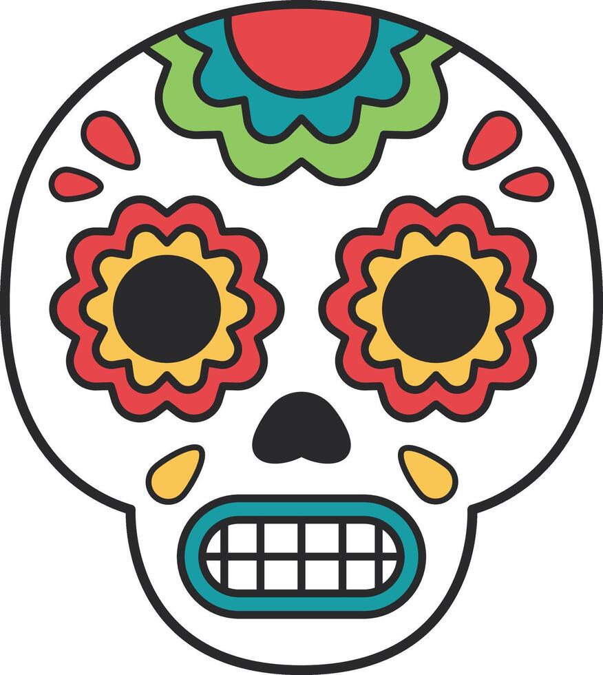 mexicano cráneo plano icono. vector