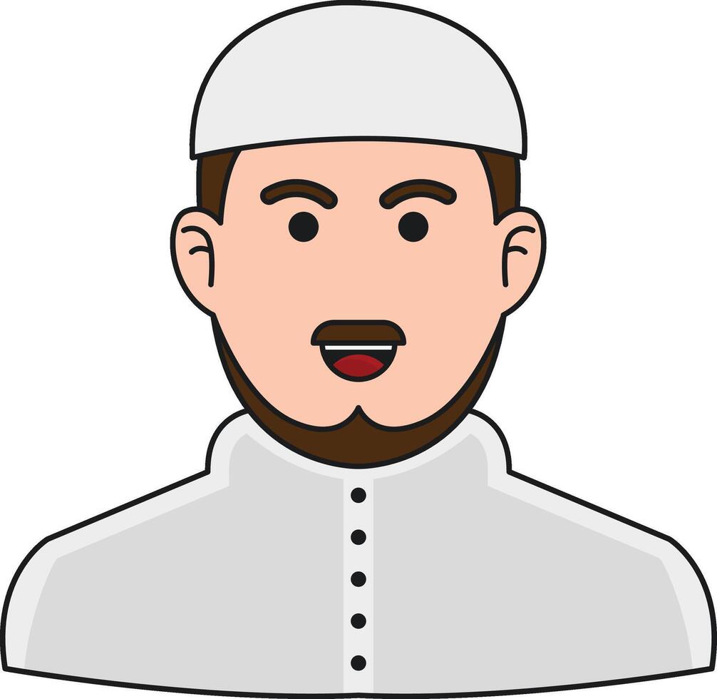 Isolated muslim man avatar on a white background, Vector illustration