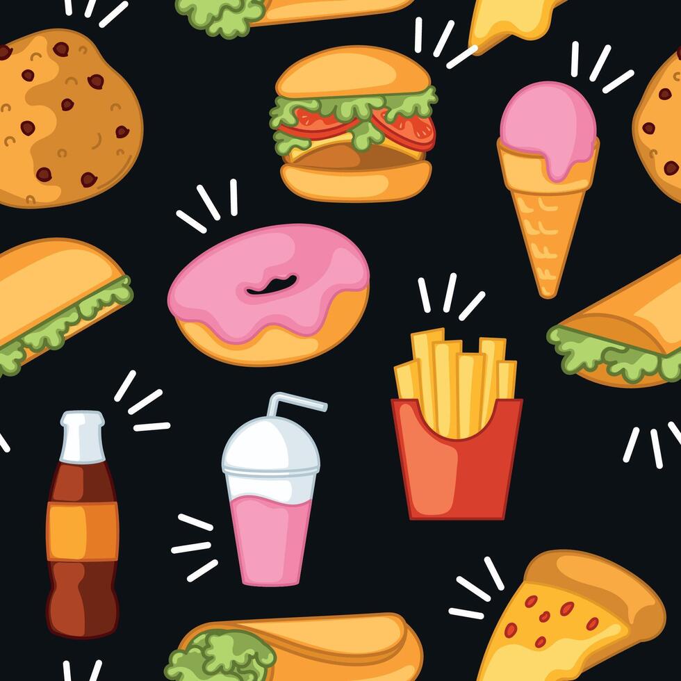 Fast food icon pattern Restaurant wallpaper Vector