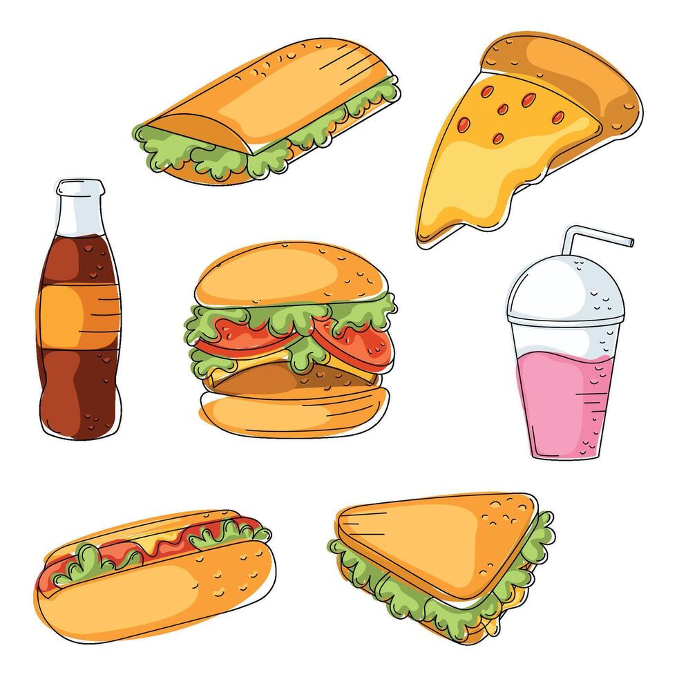 Fast food icon pattern Restaurant wallpaper Vector