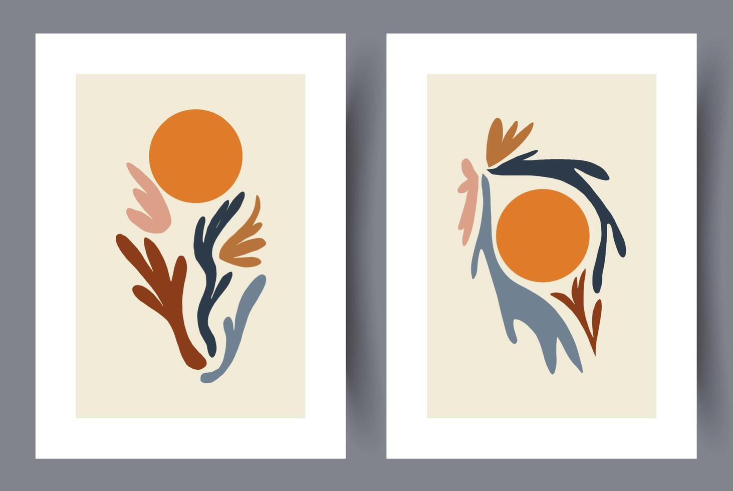 Scandinavian abstract vector print set. Minimalistic abstract wall art background for print. Scandinavian vector style.