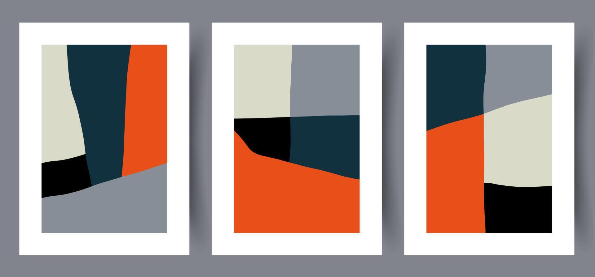 Scandinavian abstract vector print set. Minimalistic abstract wall art background for print. Scandinavian vector style.