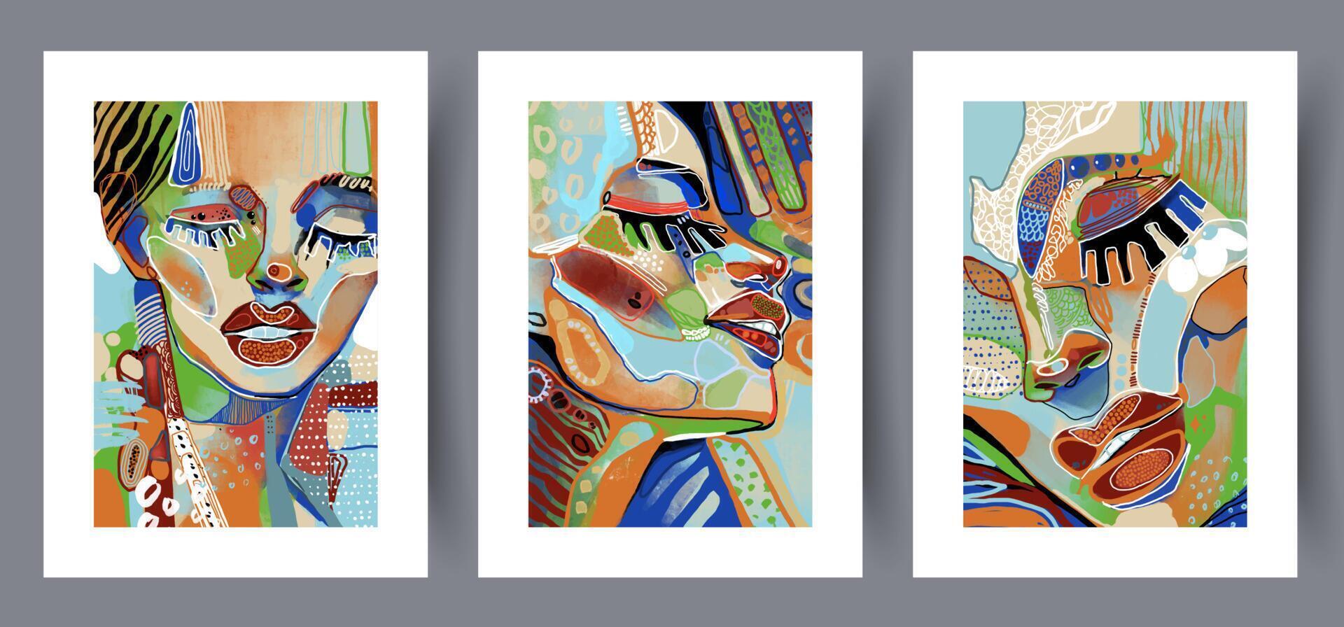Scandinavian abstract vector print set. Minimalistic abstract wall art background for print. Scandinavian vector style.