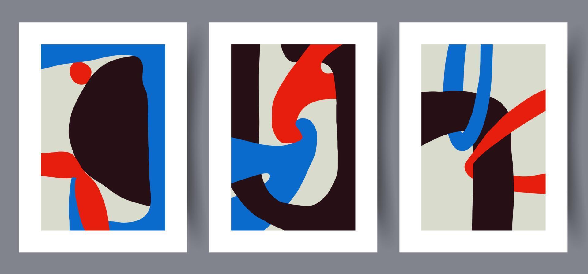 Scandinavian abstract vector print set. Minimalistic abstract wall art background for print. Scandinavian vector style.