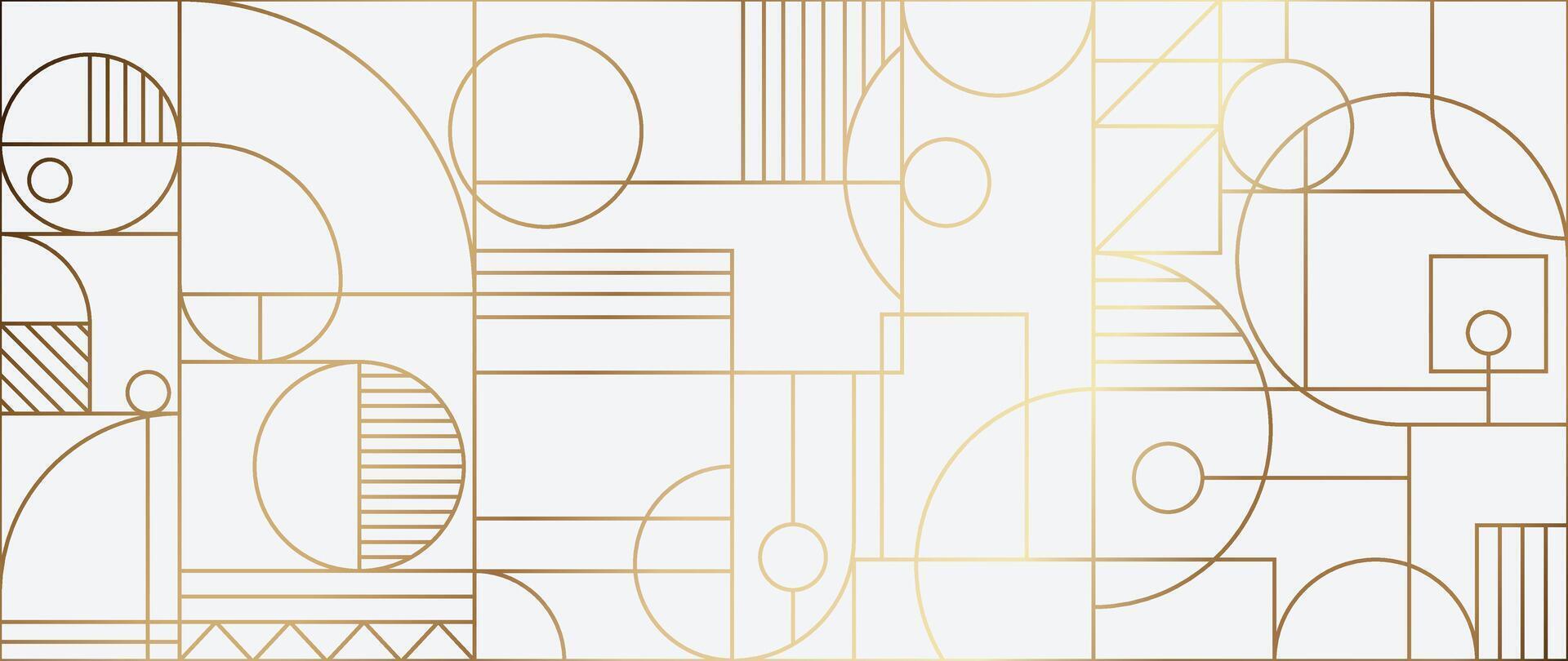 Luxury geometric gold line art and art deco background vector. Abstract geometric frame and elegant art nouveau with delicate. Illustration design for invitation, banner, vip, interior, decoration. vector