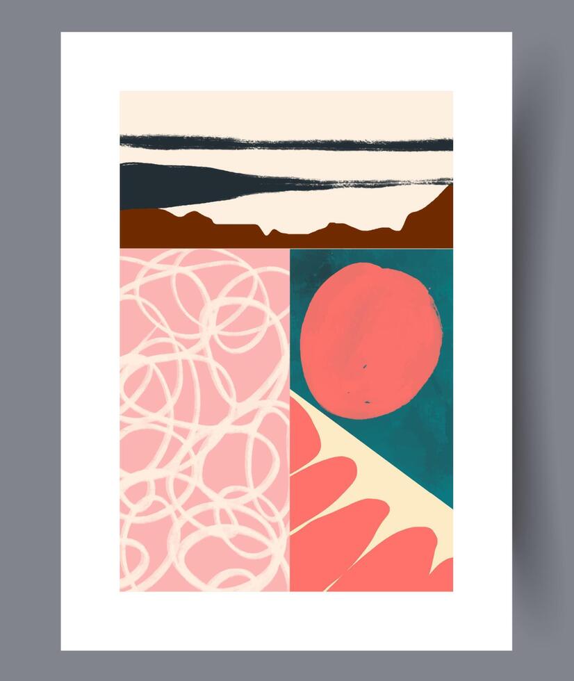 Scandinavian abstract vector print. Minimalistic abstract wall art background for print. Scandinavian vector style.