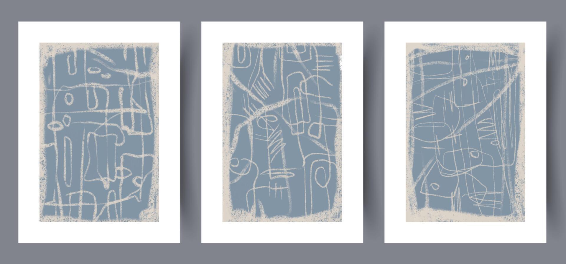 Scandinavian abstract vector print set. Minimalistic abstract wall art background for print. Scandinavian vector style.