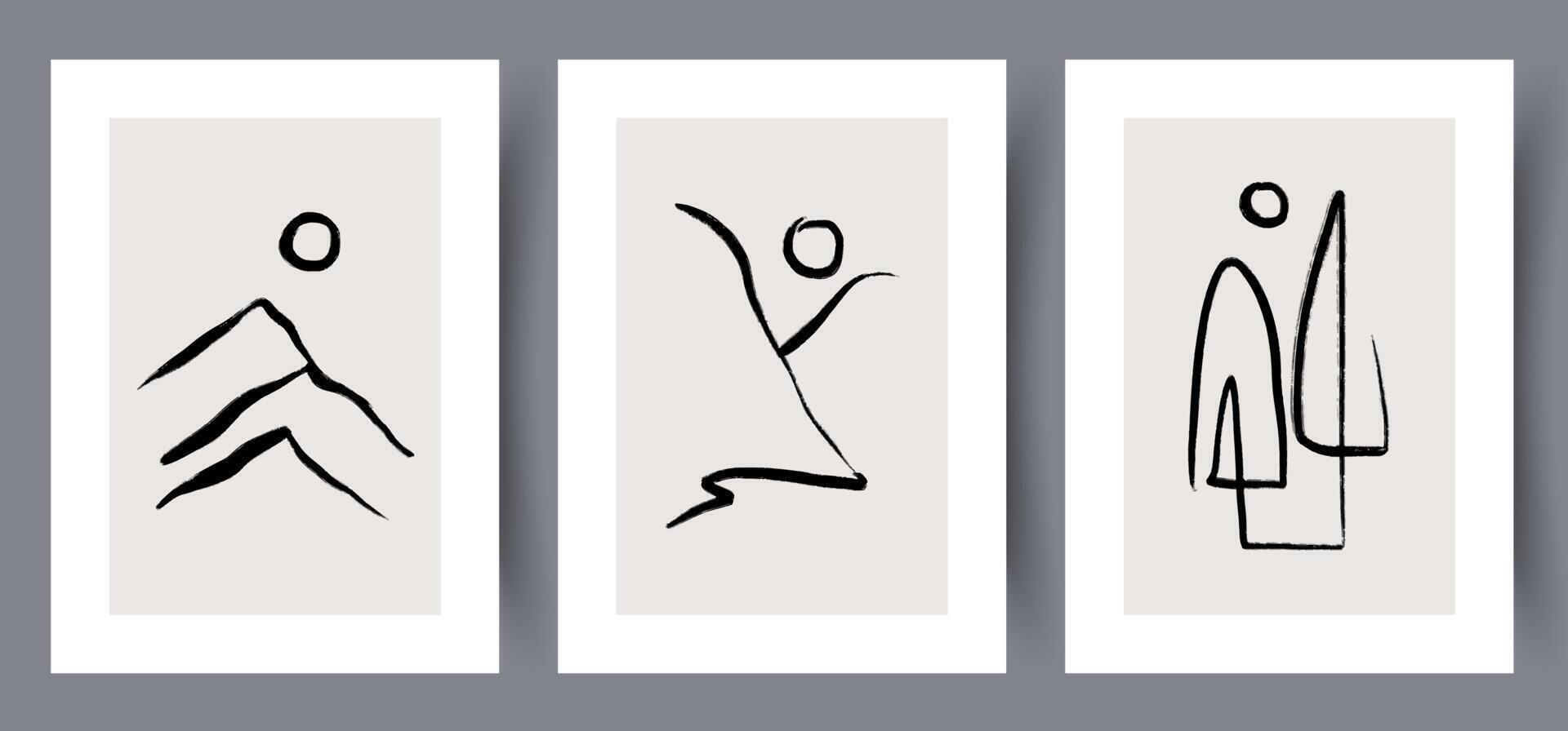 Scandinavian abstract vector print set. Minimalistic abstract wall art background for print. Scandinavian vector style.